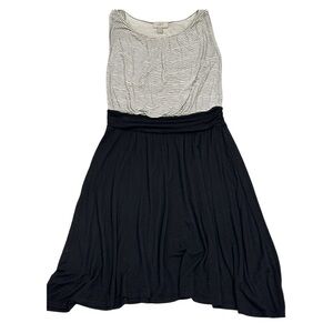 LOFT Black and White Striped Fit and Flare Dress Size Small